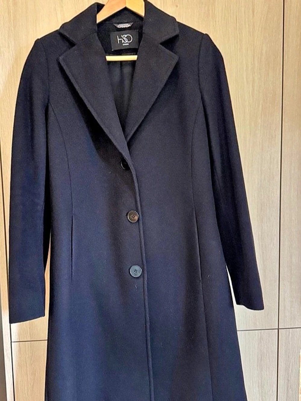 Hiso Black Wool Blend Pea Coat Size 4 Like New
